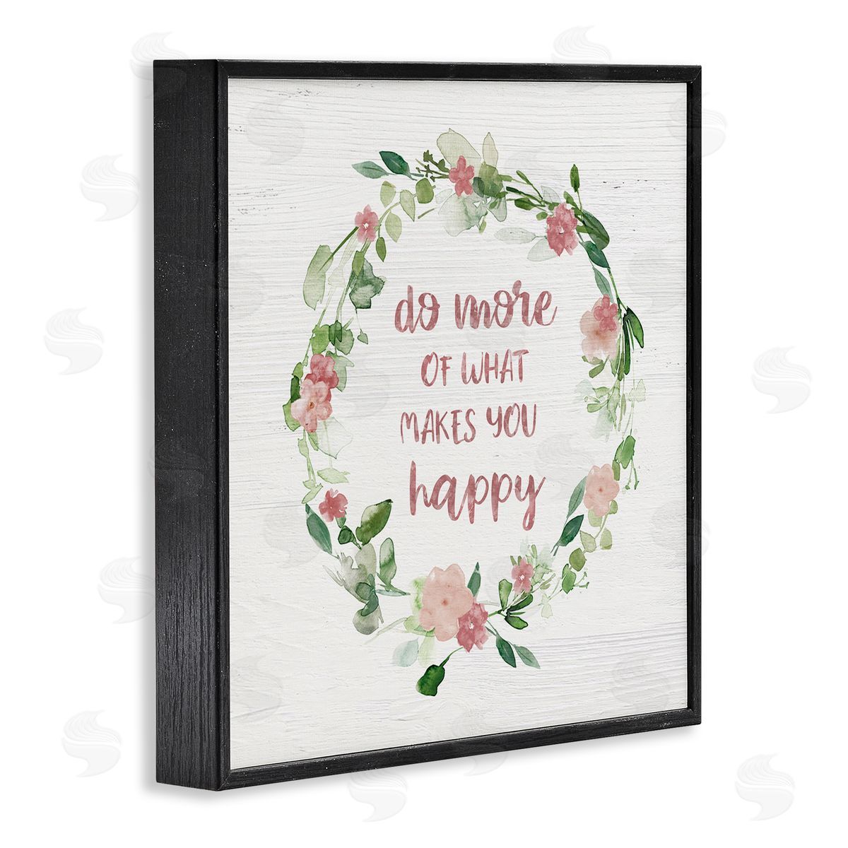 Carol Robinson What Makes You Happy Motivational Phrase Pink Flowers Black Framed Glicee Wall Art Print