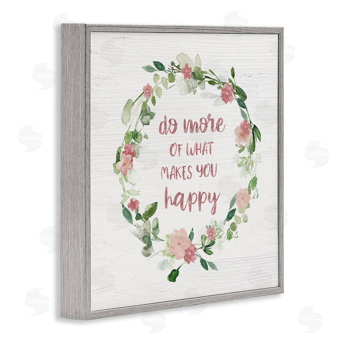 Carol Robinson What Makes You Happy Motivational Phrase Pink Flowers Gray Framed Glicee Wall Art Print