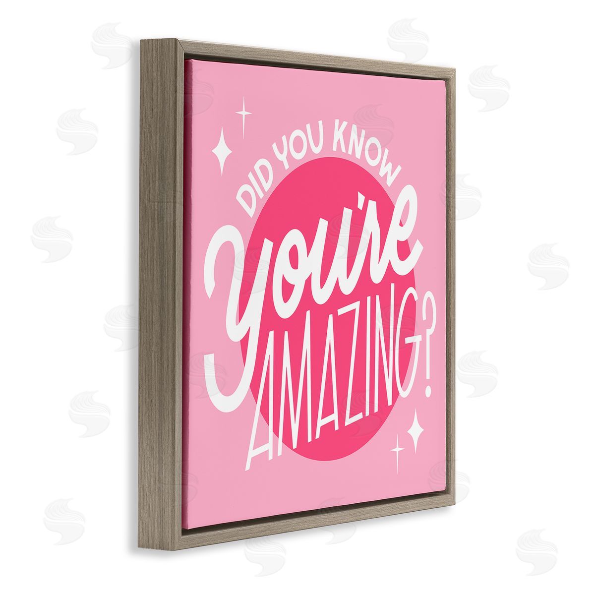 Hey Bre! Creative Studio You're Amazing Bold Pink Phrase Brown Floating Frame Canvas Wall Art Print