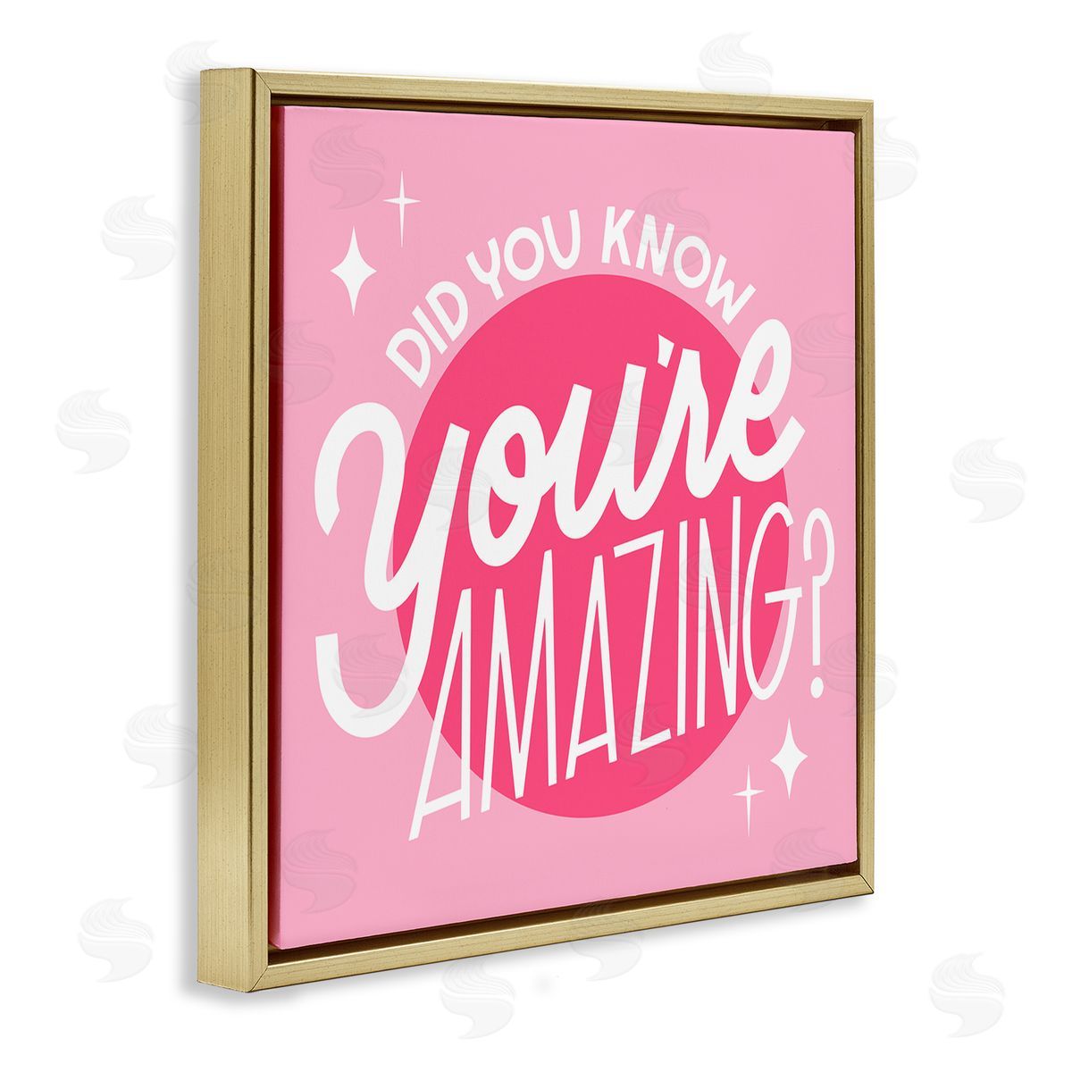 Hey Bre! Creative Studio You're Amazing Bold Pink Phrase Gold Floating Frame Canvas Wall Art Print