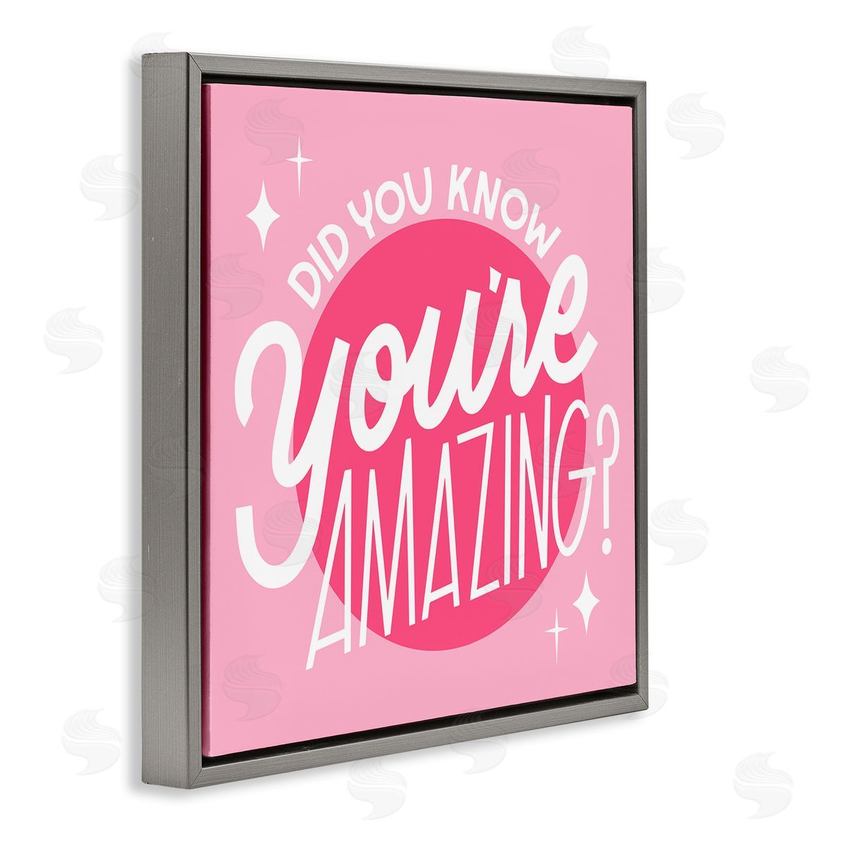 Hey Bre! Creative Studio You're Amazing Bold Pink Phrase Gray Floating Frame Canvas Wall Art Print