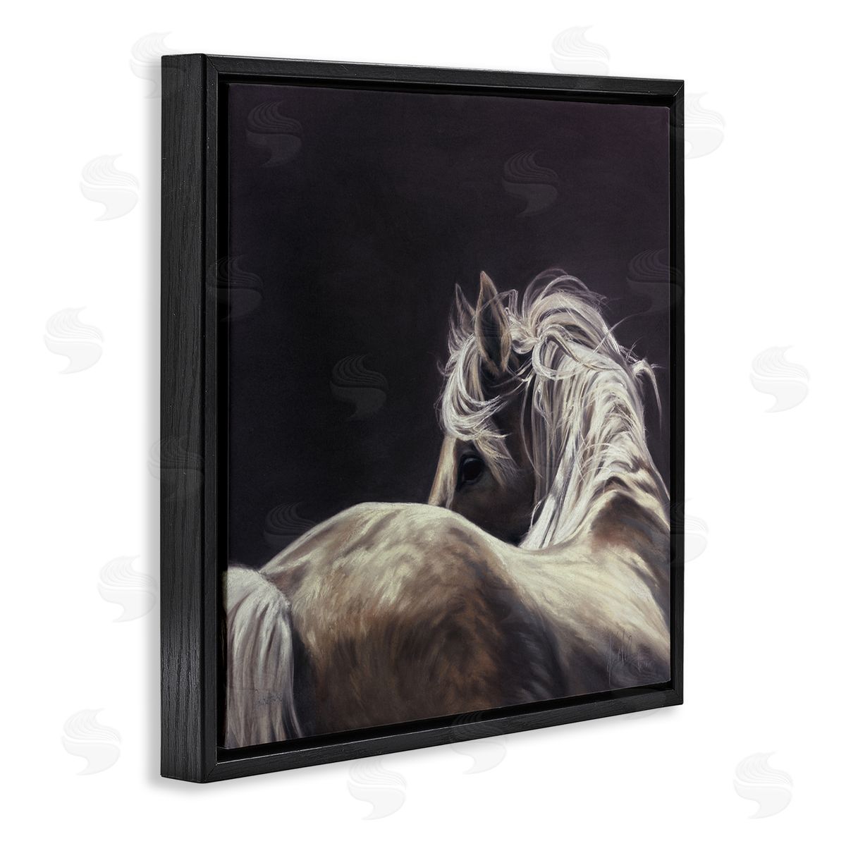 Kim McElroy Windblown Horse Mane Portrait Black Floating Frame Canvas Wall Art Print