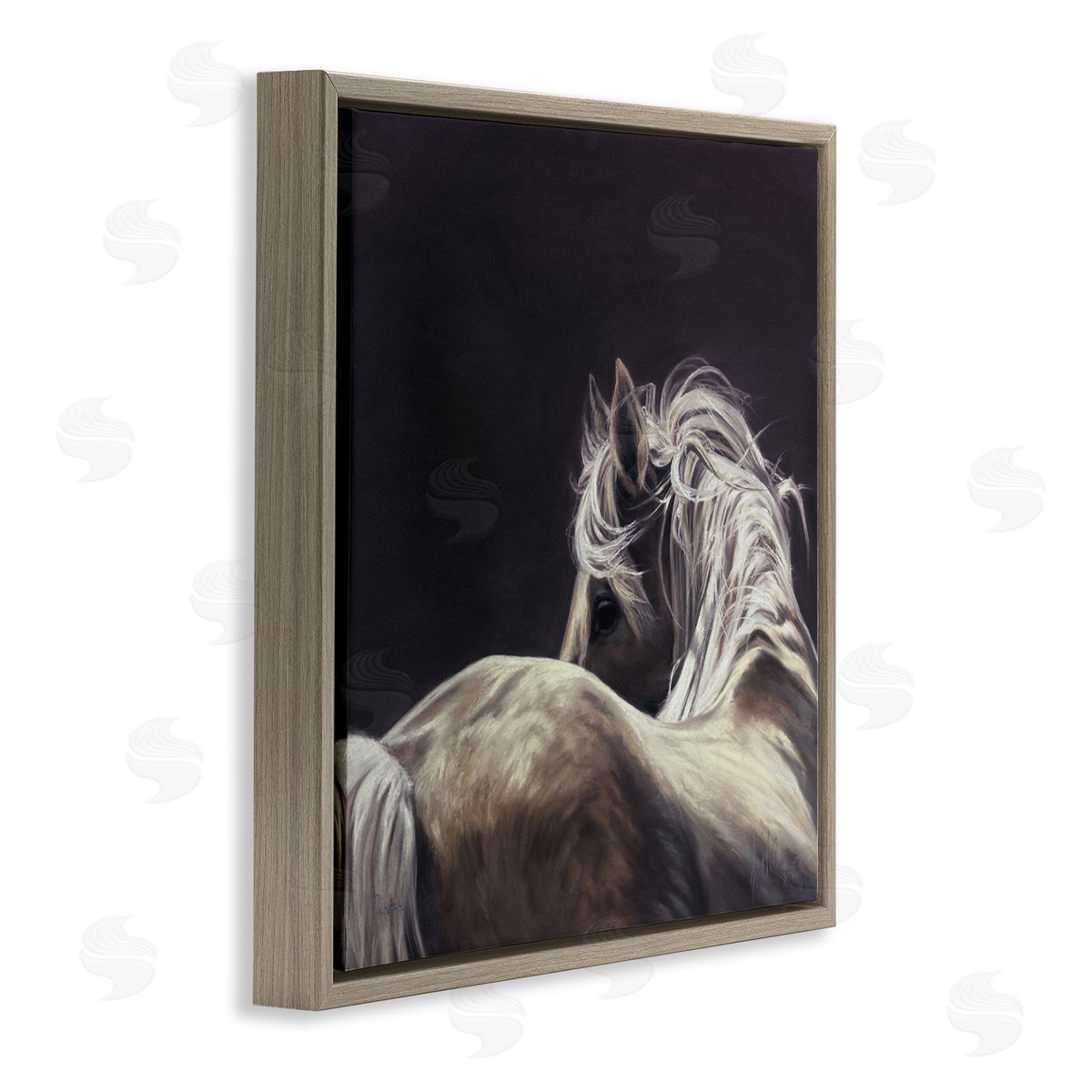 Kim McElroy Windblown Horse Mane Portrait Brown Floating Frame Canvas Wall Art Print