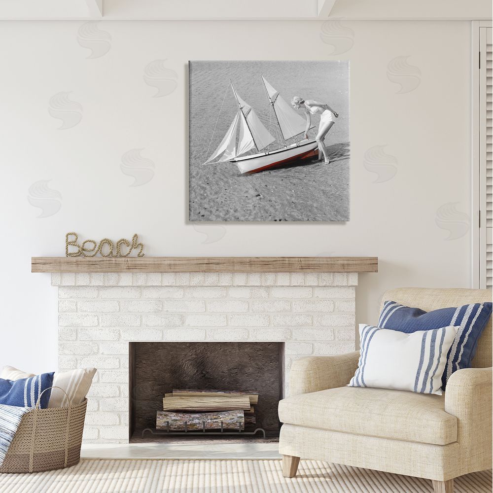 Graffitee Studios Woman with Sailboat Canvas Wall Art in Room