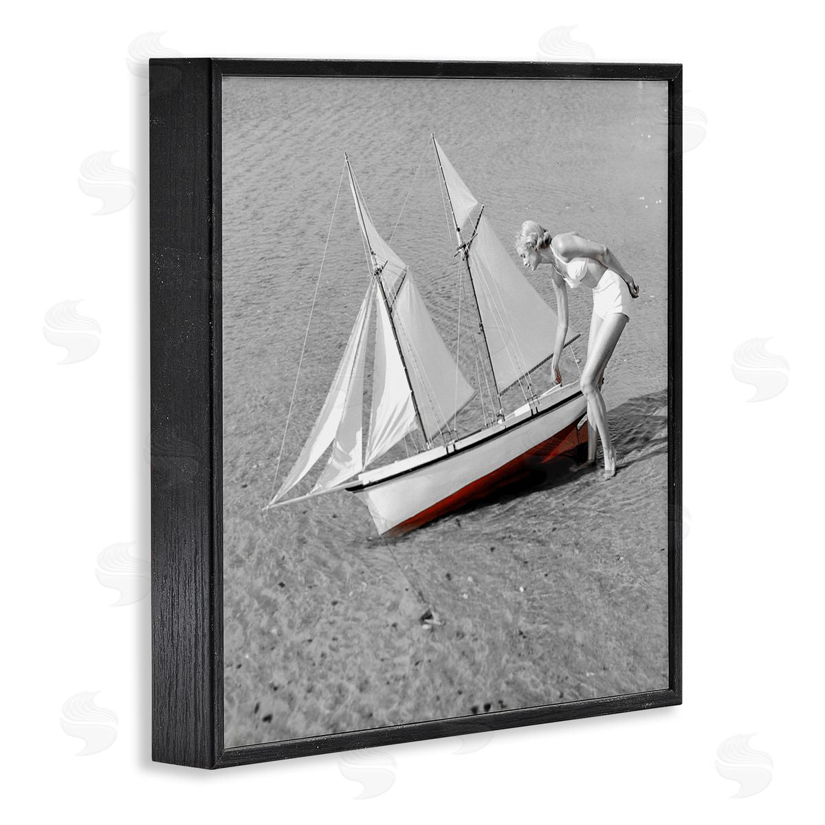 Graffitee Studios Woman with Sailboat Black Framed Glicee Wall Art Print
