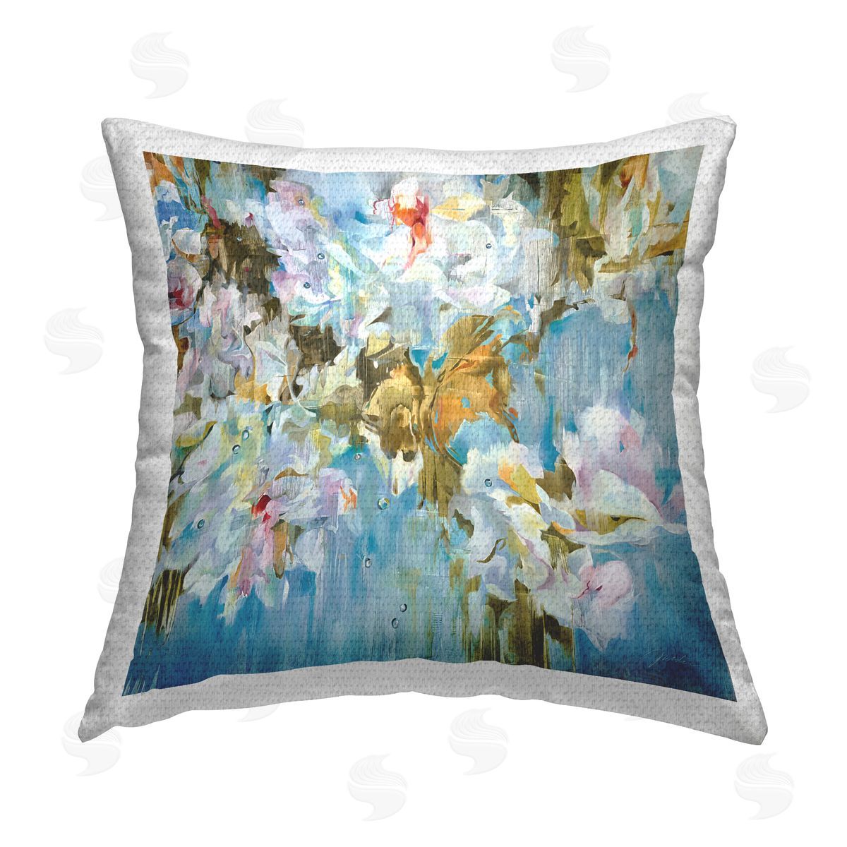 Vintage Flower Blossoms Outdoor Printed Pillow, Home Decor by Liz Jardine