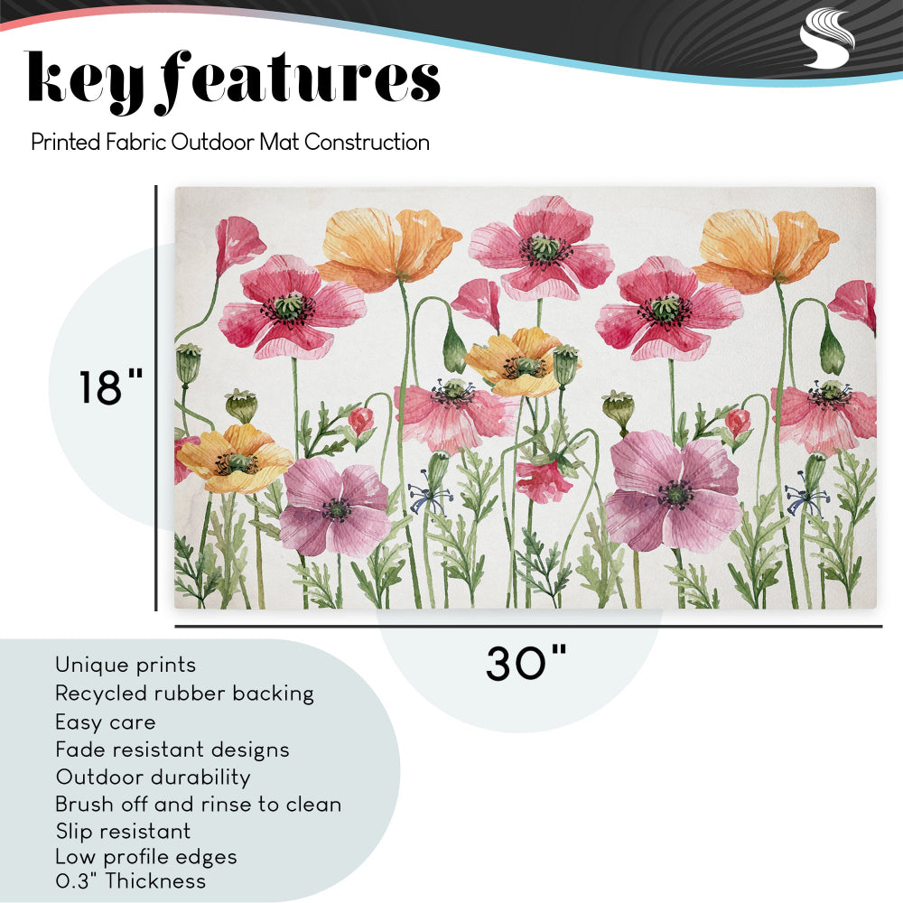 Amanda Houston Welcome Butterflies & Botanicals Unwoven Outdoor Door Mat