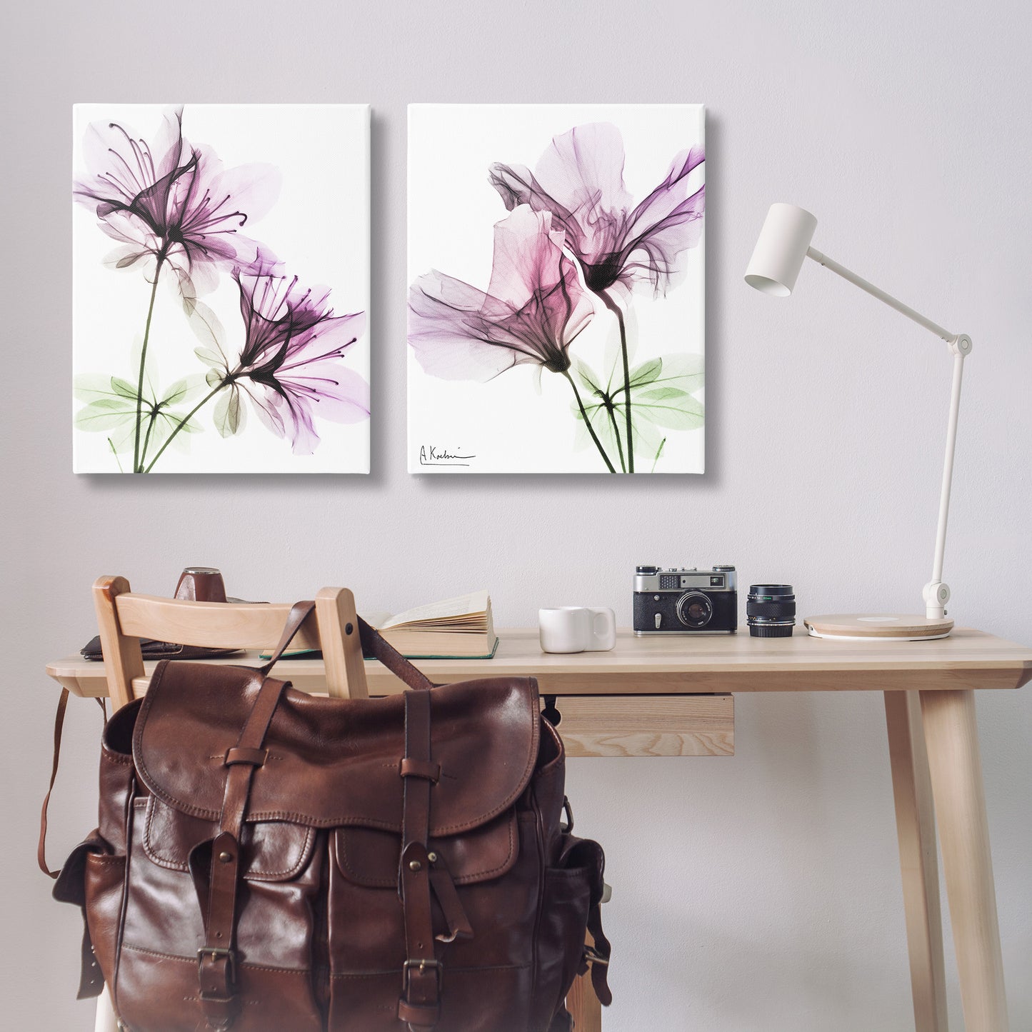 Purple Flower Bloom Design Canvas Wall Art in Room, Home Decor by Albert Koetsier