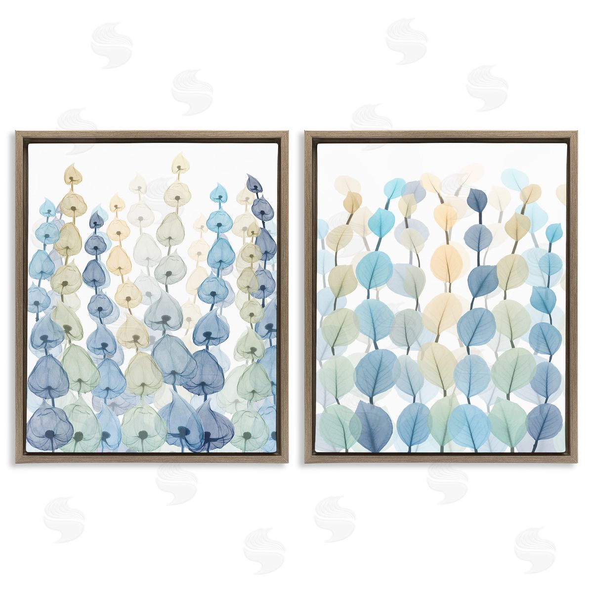 Seaweed & Ocean Plants Pattern Brown Floating Frame Canvas Wall Art, Home Decor by Albert Koetsier