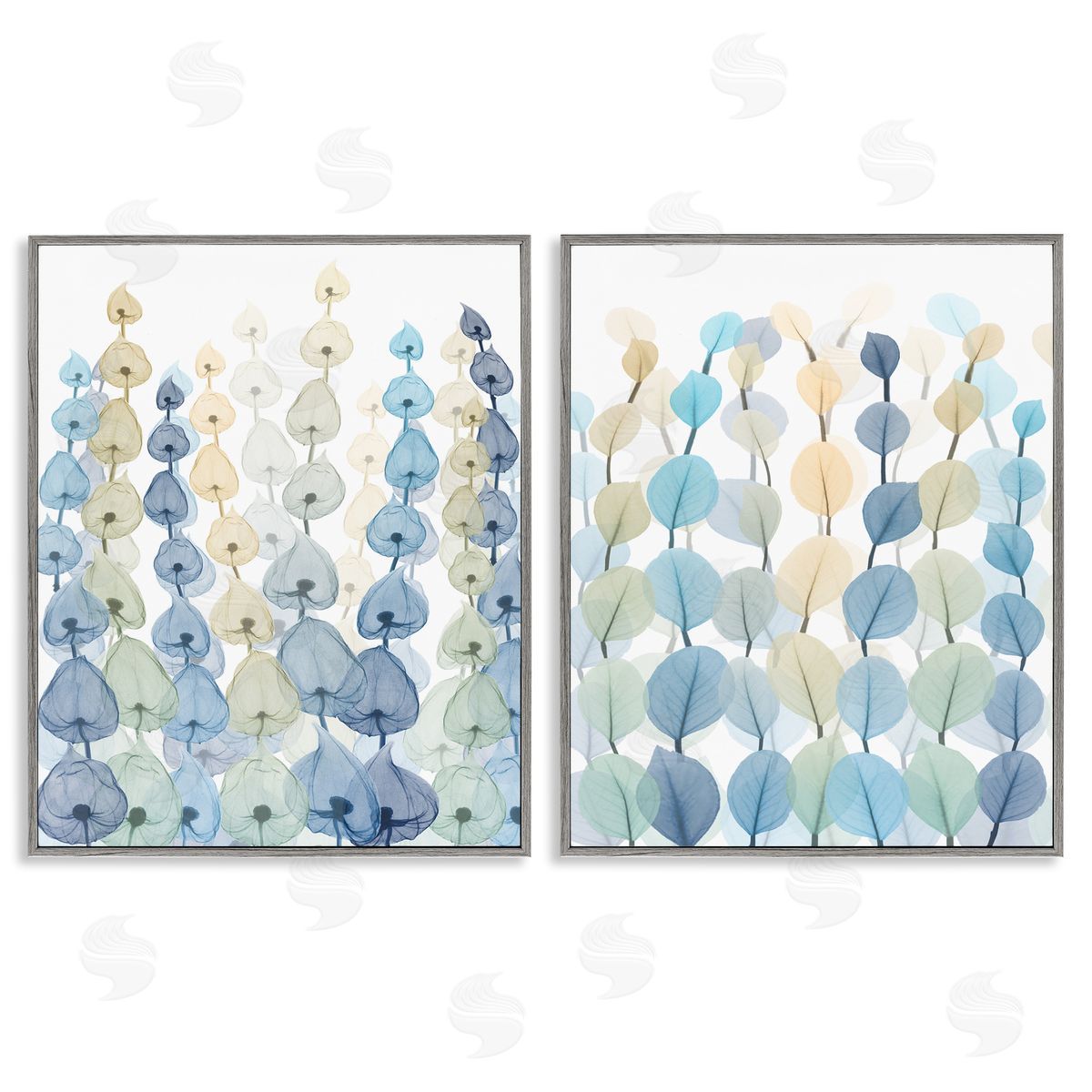 Seaweed & Ocean Plants Pattern Grey Frame Print Wall Art, Home Decor by Albert Koetsier