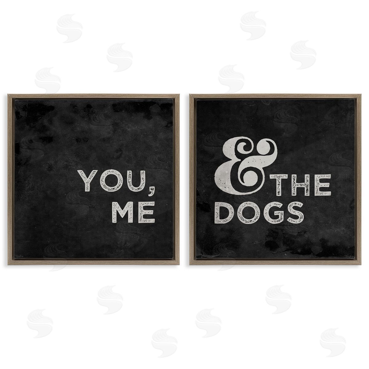 You Me and the Dogs Family Pet Brown Floating Frame Canvas Wall Art, Home Decor by Gigi Louise