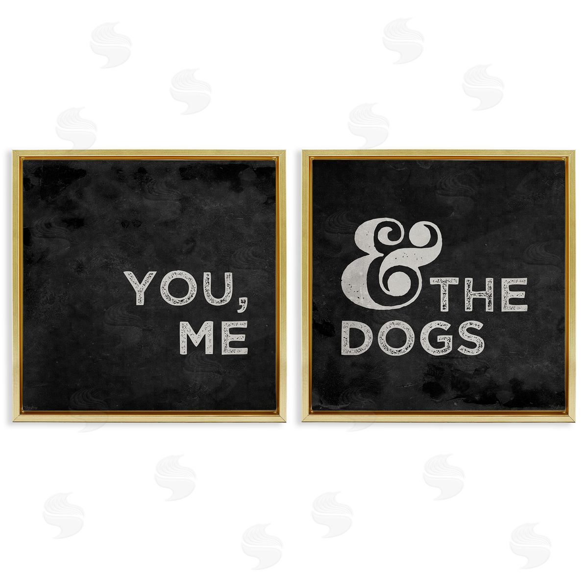 You Me and the Dogs Family Pet Gold Floating Frame Canvas Wall Art, Home Decor by Gigi Louise