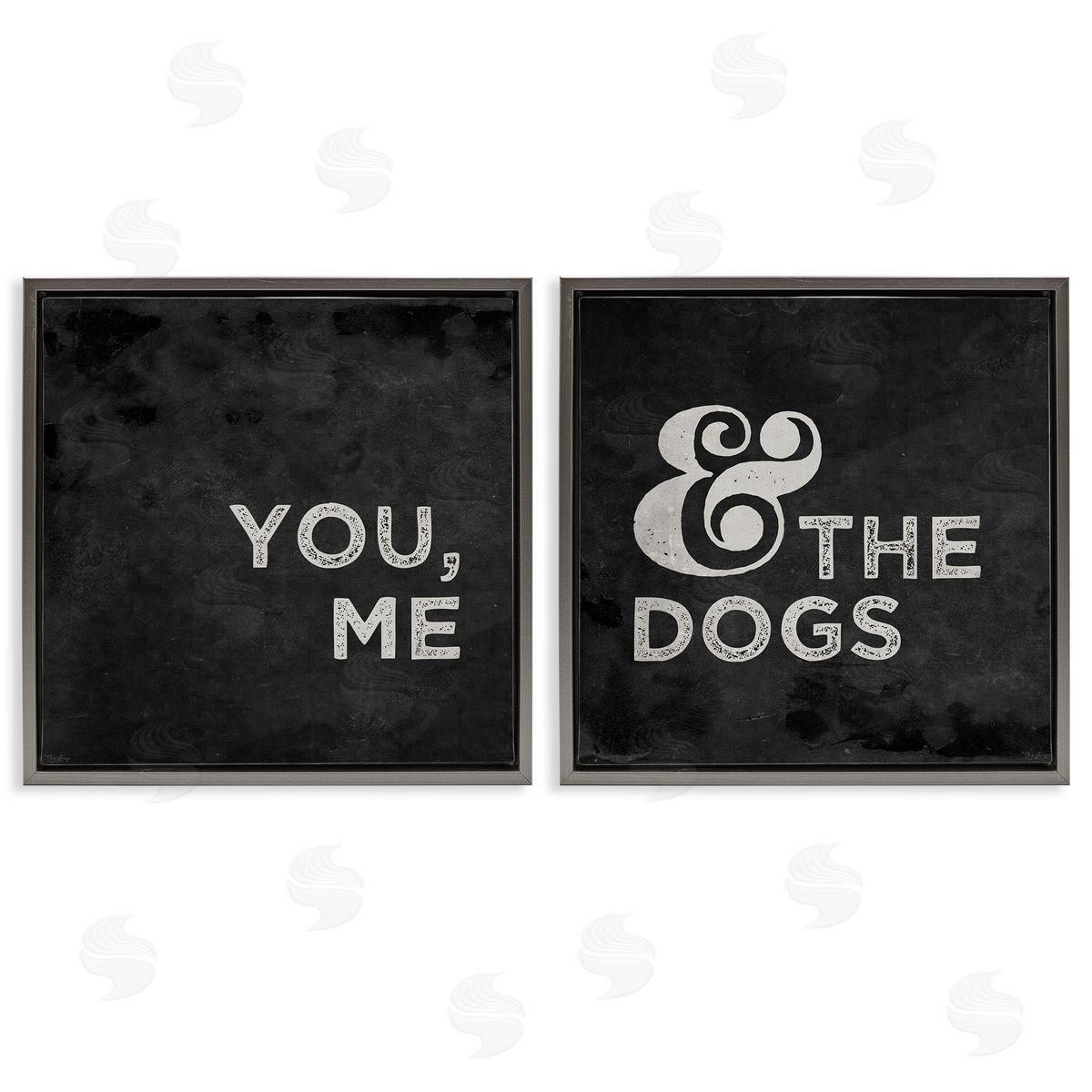 You Me and the Dogs Family Pet Grey Floating Frame Canvas Wall Art, Home Decor by Gigi Louise