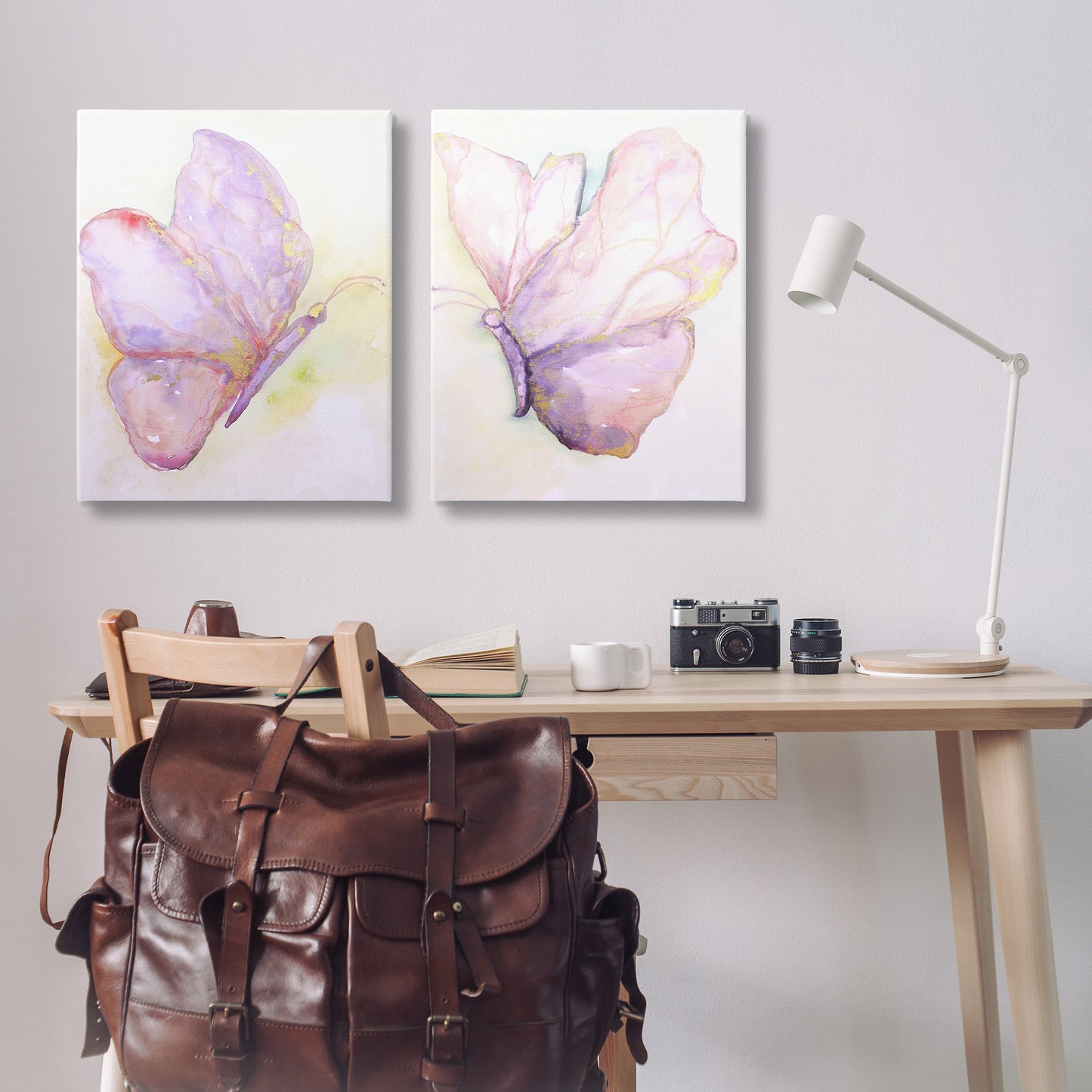 Girls Glam Butterfly Wings Canvas Wall Art in Room, Home Decor by Leticia Herrera