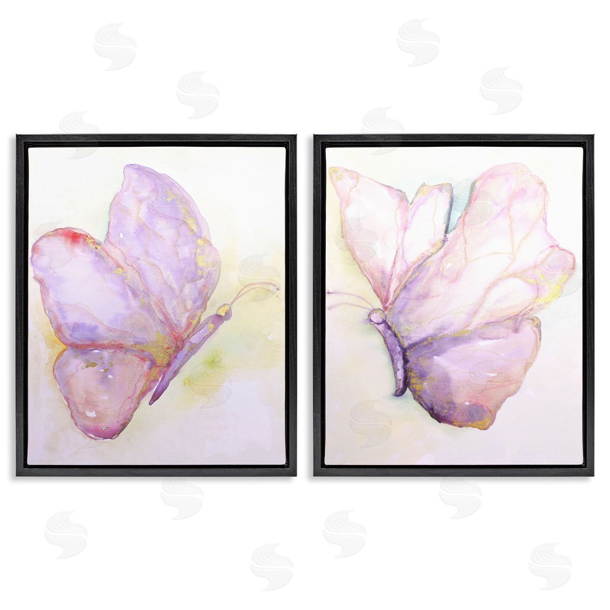 Girls Glam Butterfly Wings Black Floating Frame Canvas Wall Art, Home Decor by Leticia Herrera