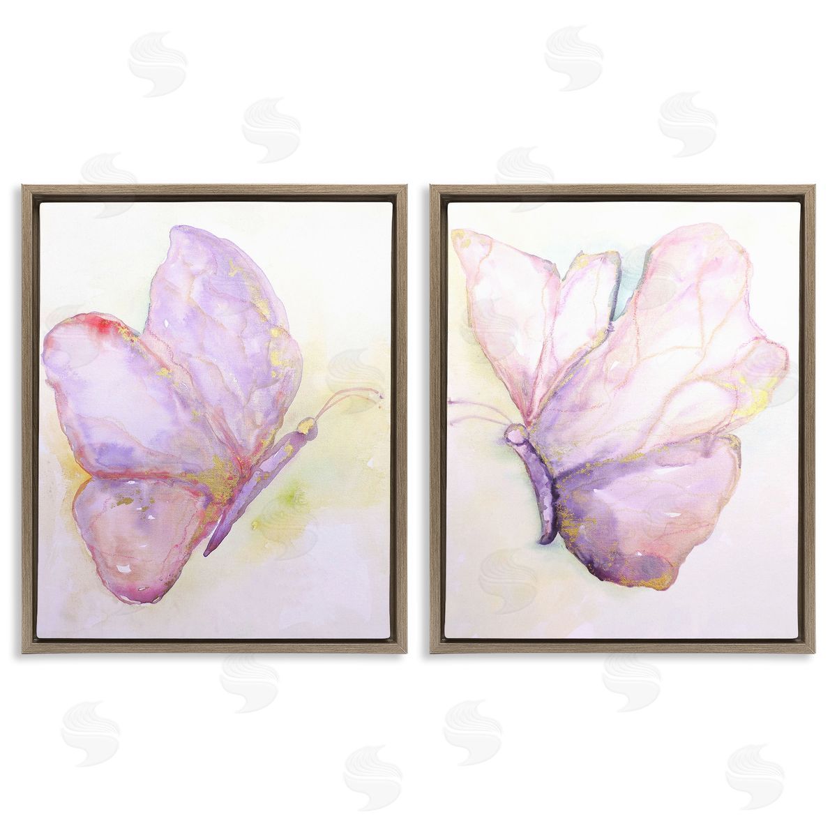Girls Glam Butterfly Wings Brown Floating Frame Canvas Wall Art, Home Decor by Leticia Herrera