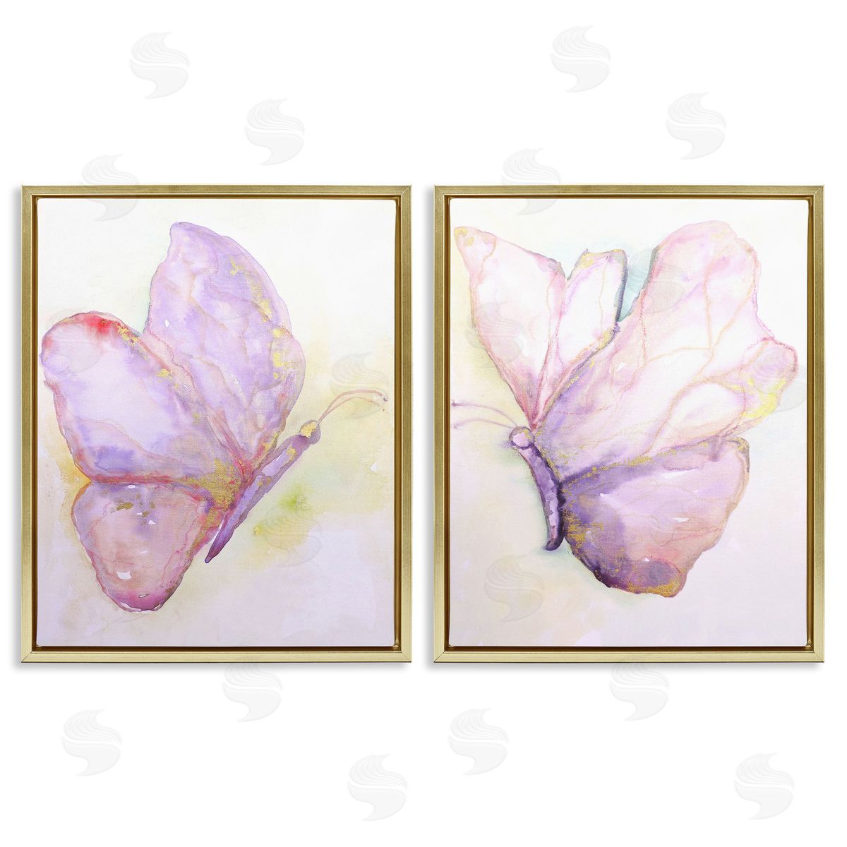 Girls Glam Butterfly Wings Gold Floating Frame Canvas Wall Art, Home Decor by Leticia Herrera
