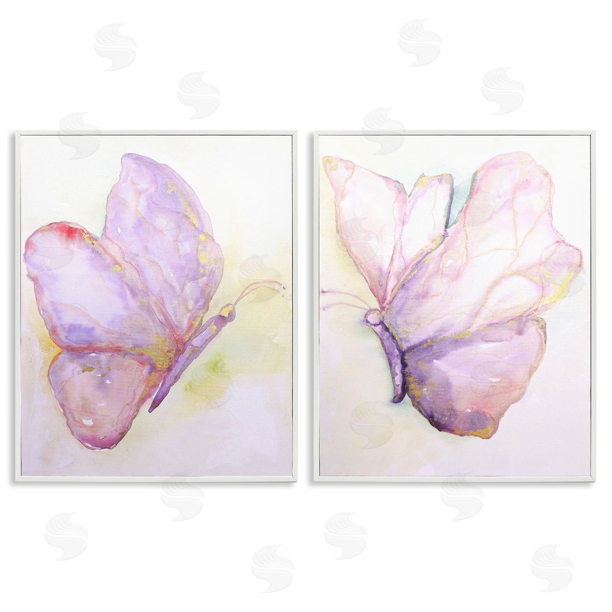Girls Glam Butterfly Wings White Frame Print Wall Art, Home Decor by Leticia Herrera