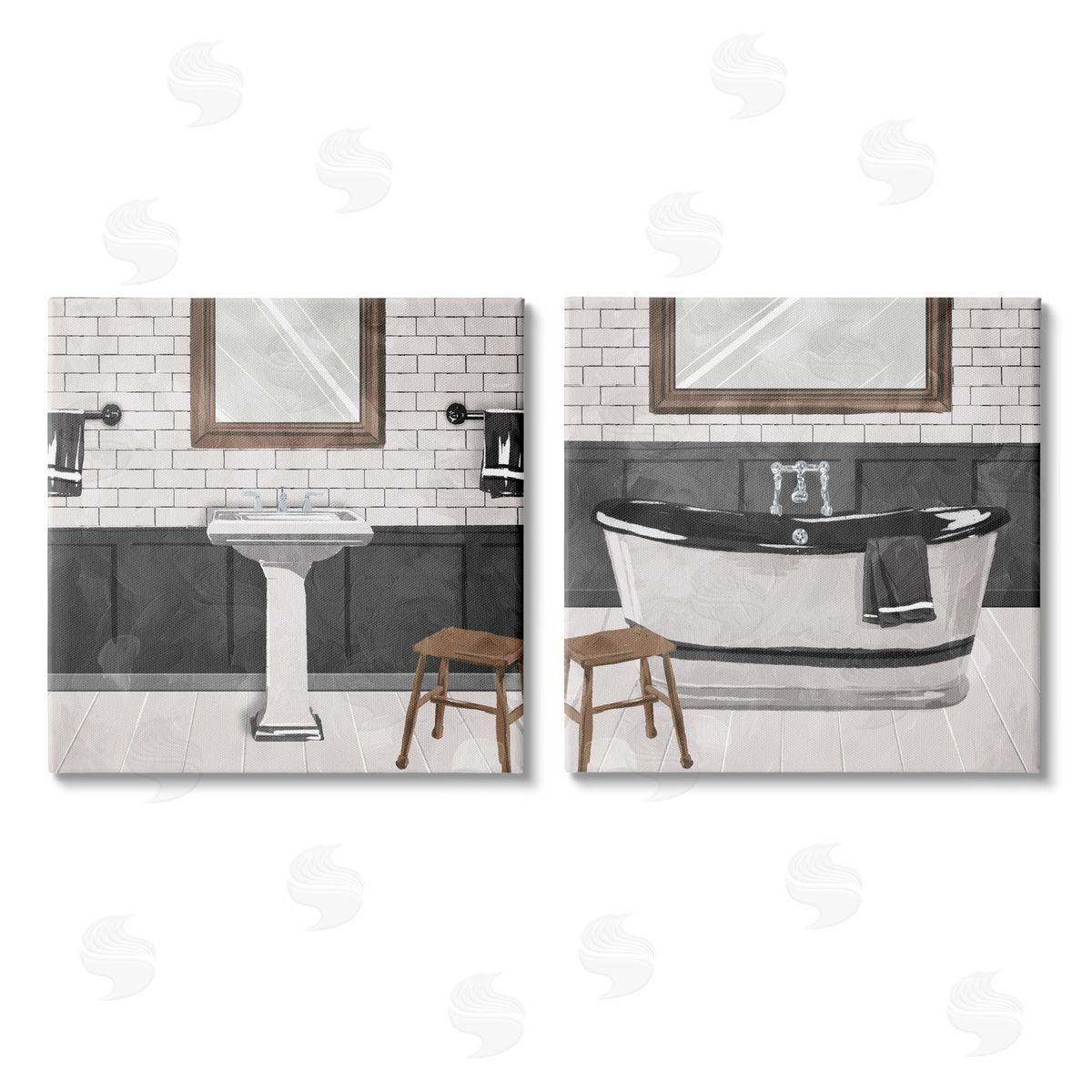 Modern Country Bathroom Interior Canvas Wall Art, Home Decor by Milli Villa