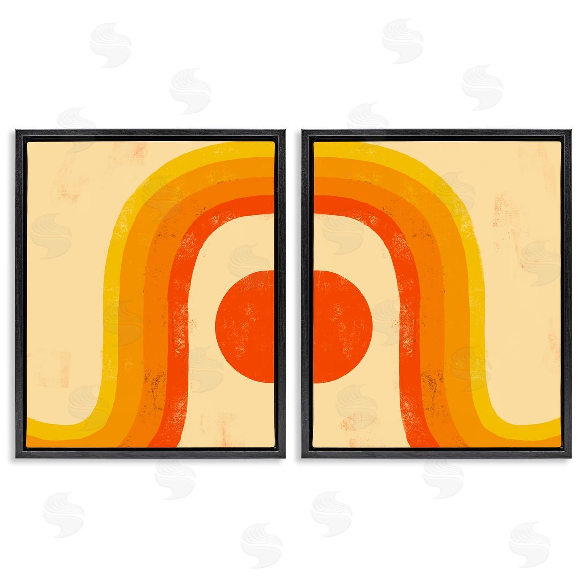 Sun Setting Under Warm Tone Rainbow Black Floating Frame Canvas Wall Art, Home Decor by Stupell Studio
