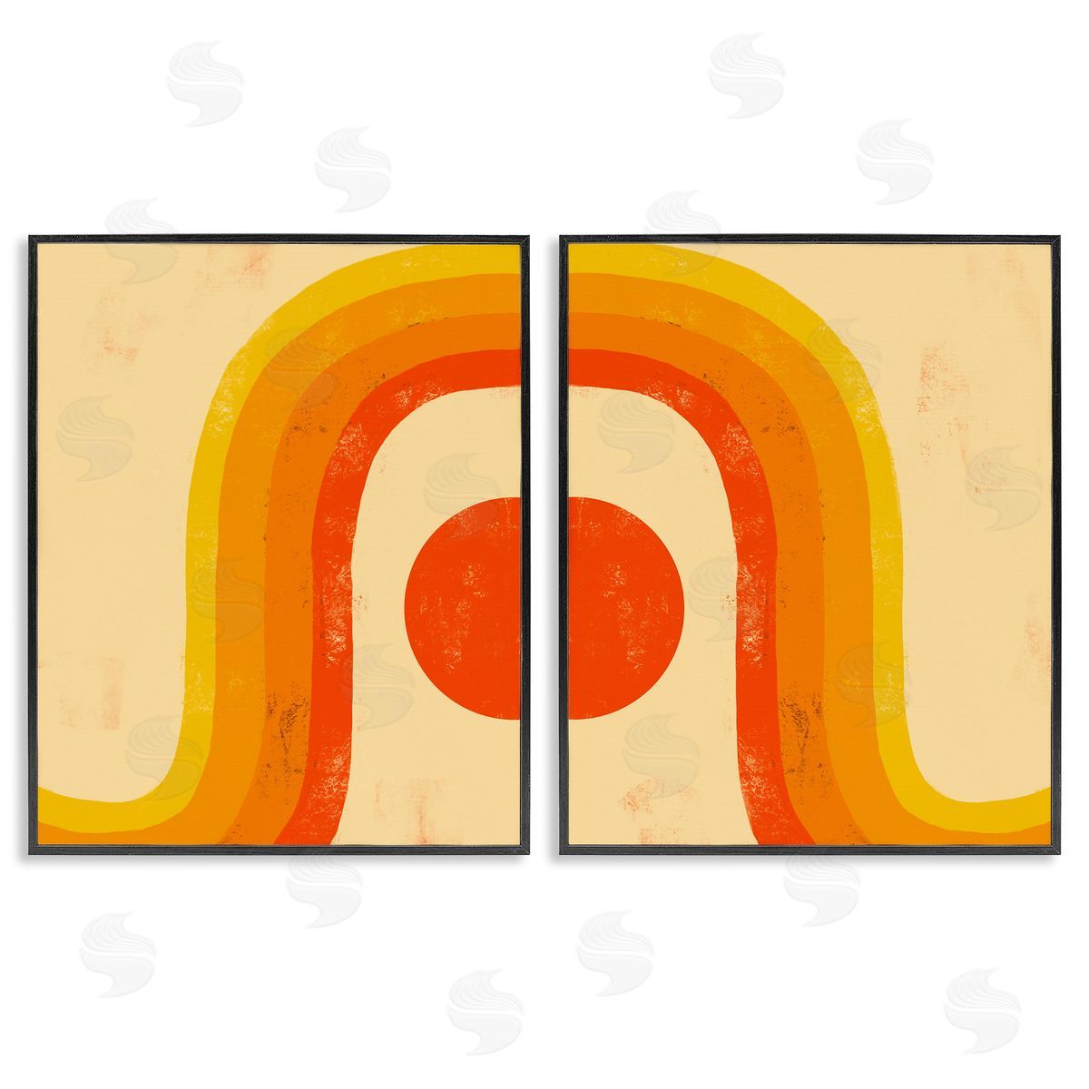 Sun Setting Under Warm Tone Rainbow Black Frame Print Wall Art, Home Decor by Stupell Studio