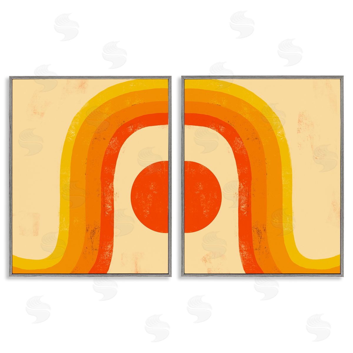 Sun Setting Under Warm Tone Rainbow Grey Frame Print Wall Art, Home Decor by Stupell Studio