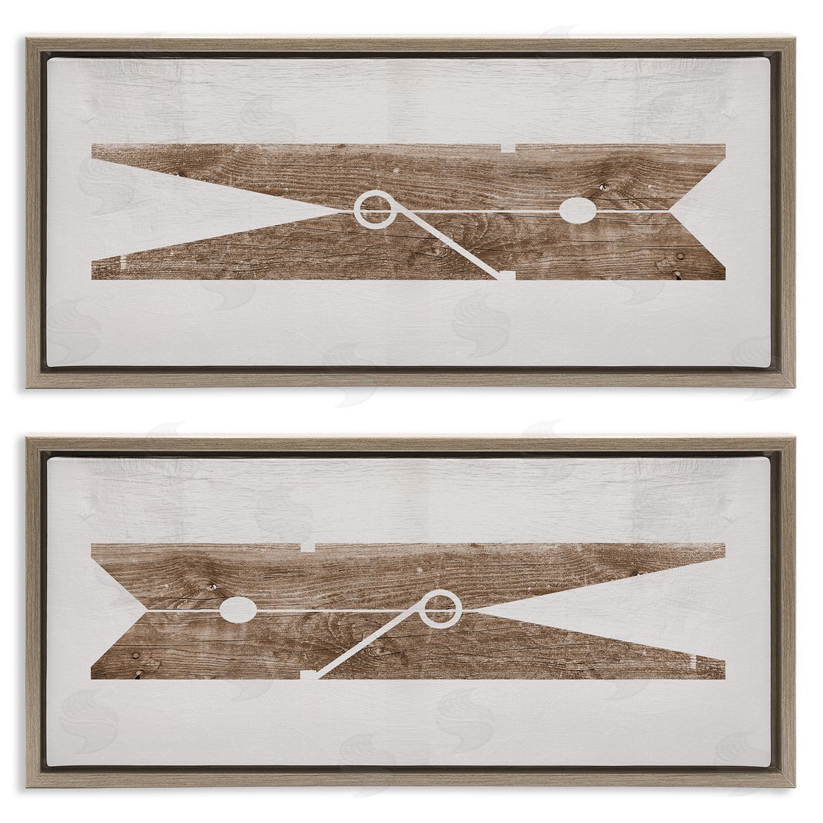 Minimal Laundry Clothespins Brown Floating Frame Canvas Wall Art, Home Decor by Stupell Studio