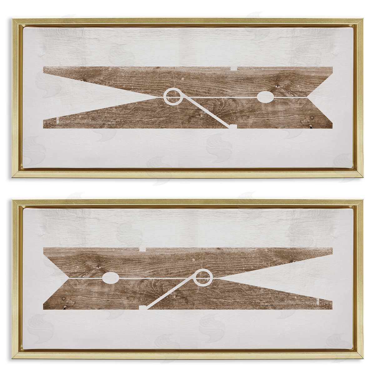 Minimal Laundry Clothespins Gold Floating Frame Canvas Wall Art, Home Decor by Stupell Studio