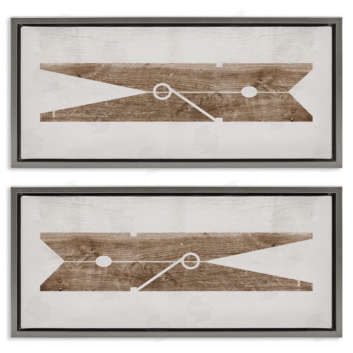Minimal Laundry Clothespins Grey Floating Frame Canvas Wall Art, Home Decor by Stupell Studio