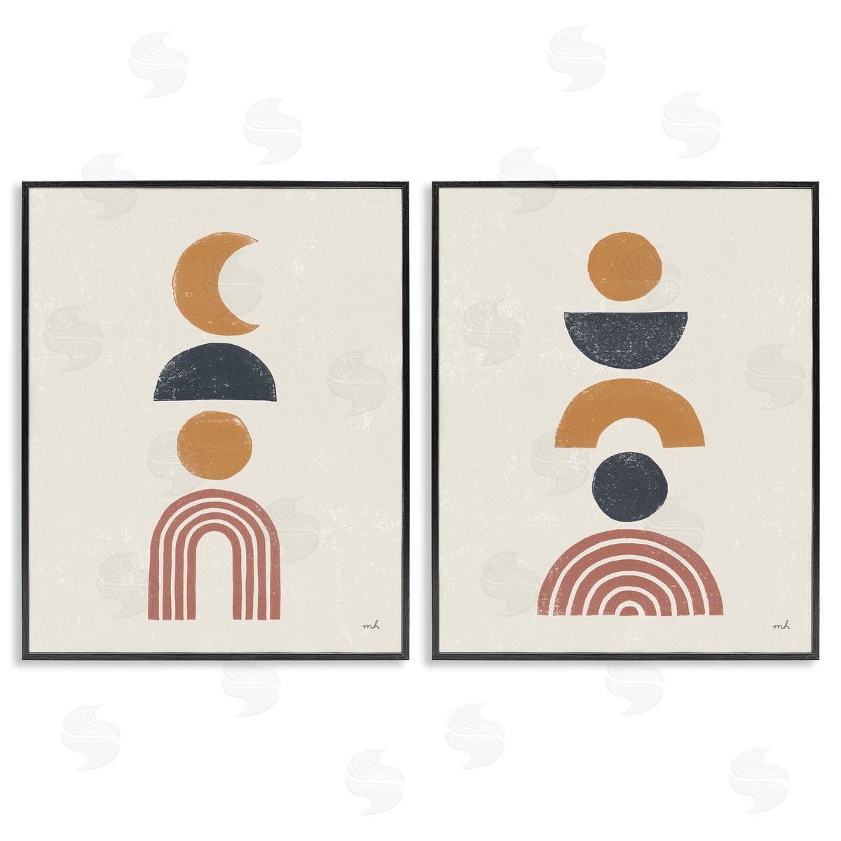 Sun and Moon Bohemian Symbols Black Frame Print Wall Art, Home Decor by Moira Hershey