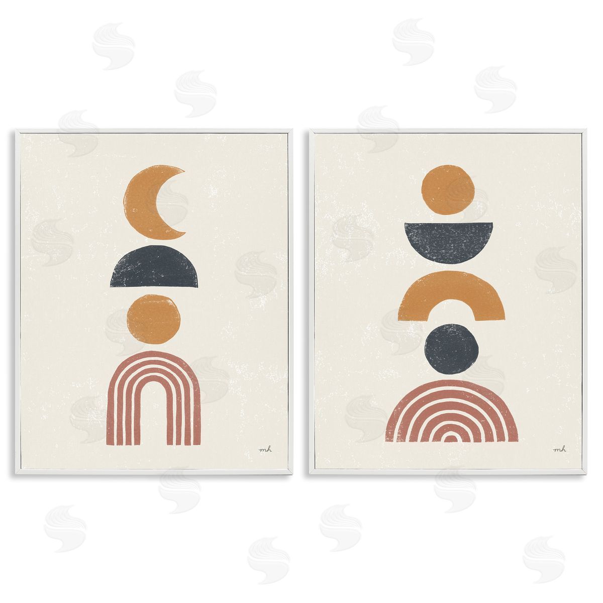 Sun and Moon Bohemian Symbols White Frame Print Wall Art, Home Decor by Moira Hershey