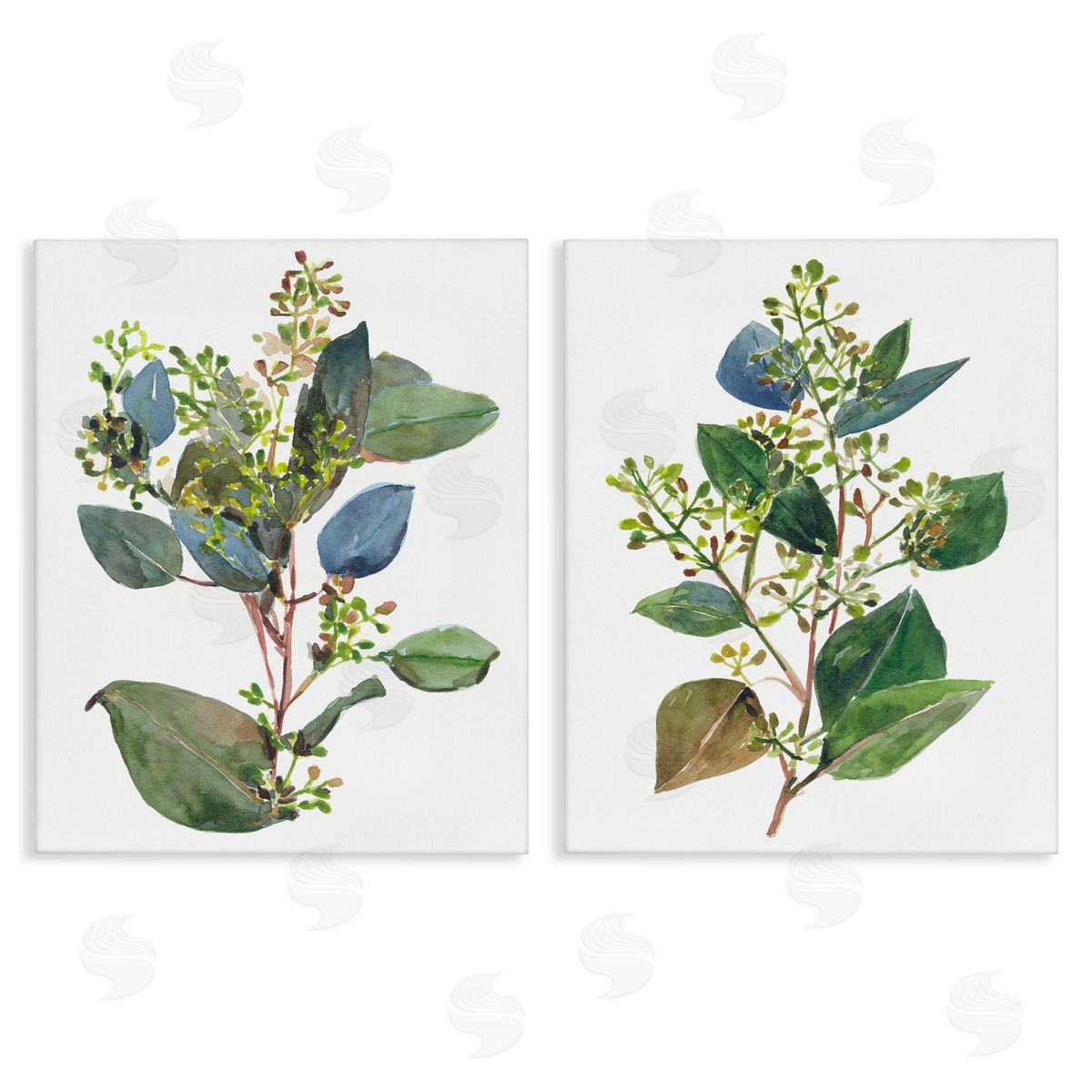 Soft Eucalyptus Plant Ombre Leaves Canvas Wall Art, Home Decor by Melissa Wang