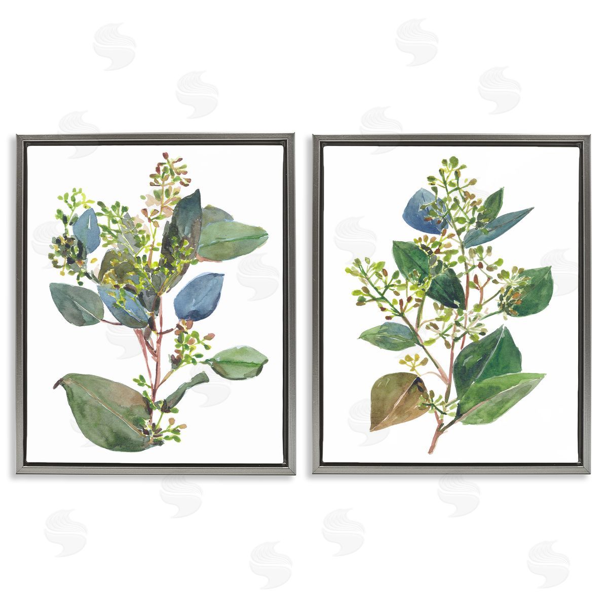 Soft Eucalyptus Plant Ombre Leaves Grey Floating Frame Canvas Wall Art, Home Decor by Melissa Wang