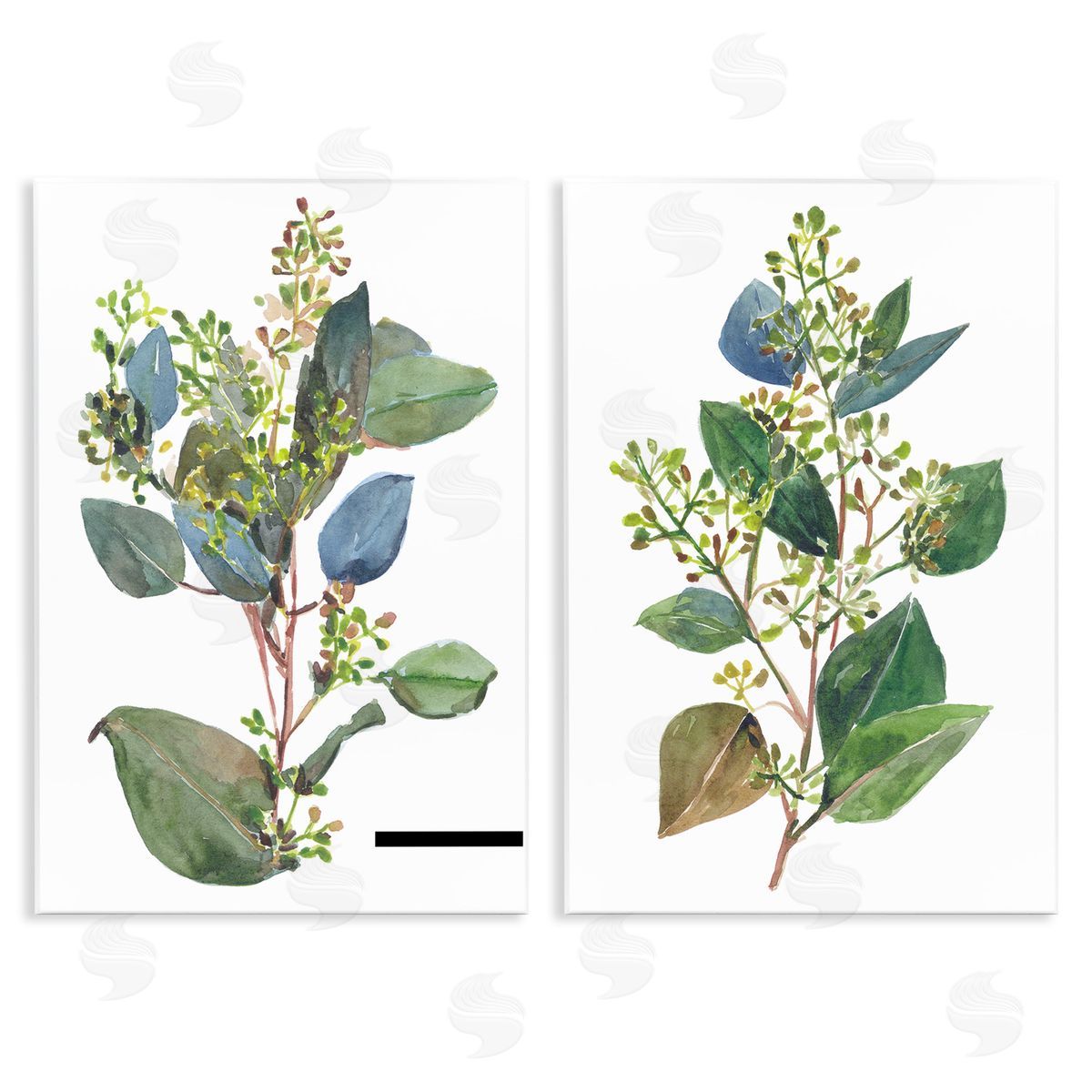 Soft Eucalyptus Plant Ombre Leaves Wood Plaque Wall Art, Home Decor by Melissa Wang