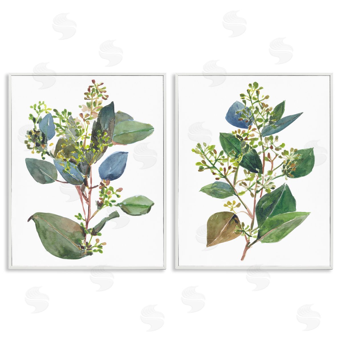 Soft Eucalyptus Plant Ombre Leaves White Frame Print Wall Art, Home Decor by Melissa Wang