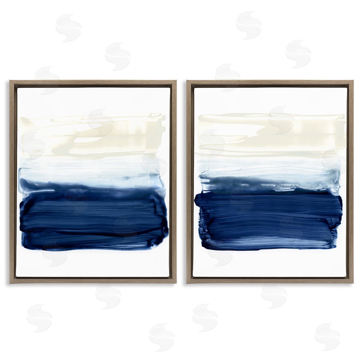 Coastal Brushstrokes Abstract Beach Brown Floating Frame Canvas Wall Art, Home Decor by Victoria Barnes