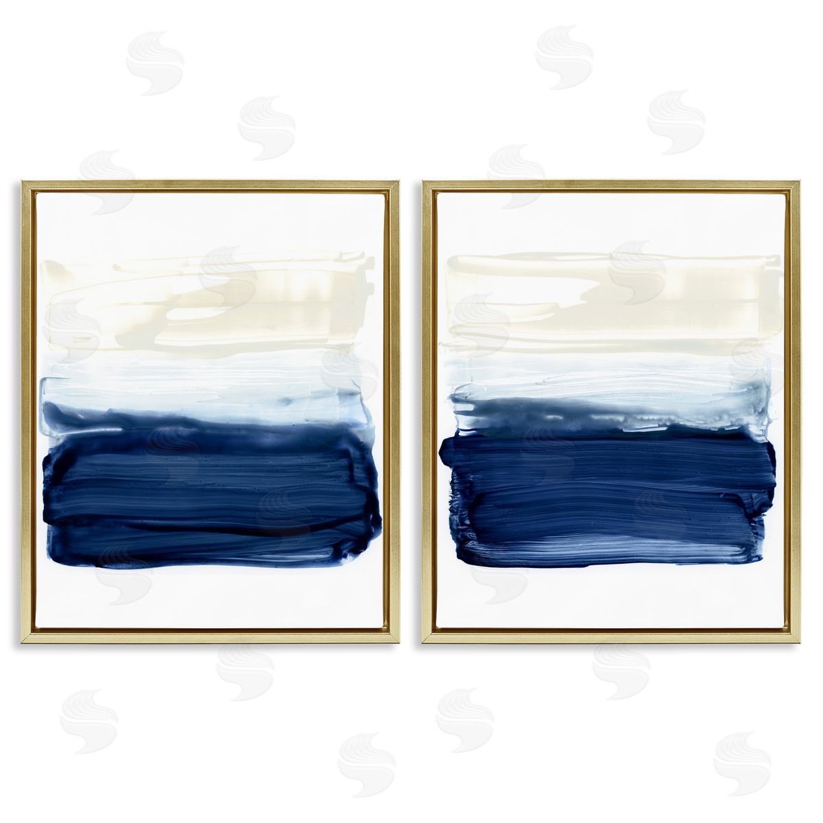 Coastal Brushstrokes Abstract Beach Gold Floating Frame Canvas Wall Art, Home Decor by Victoria Barnes