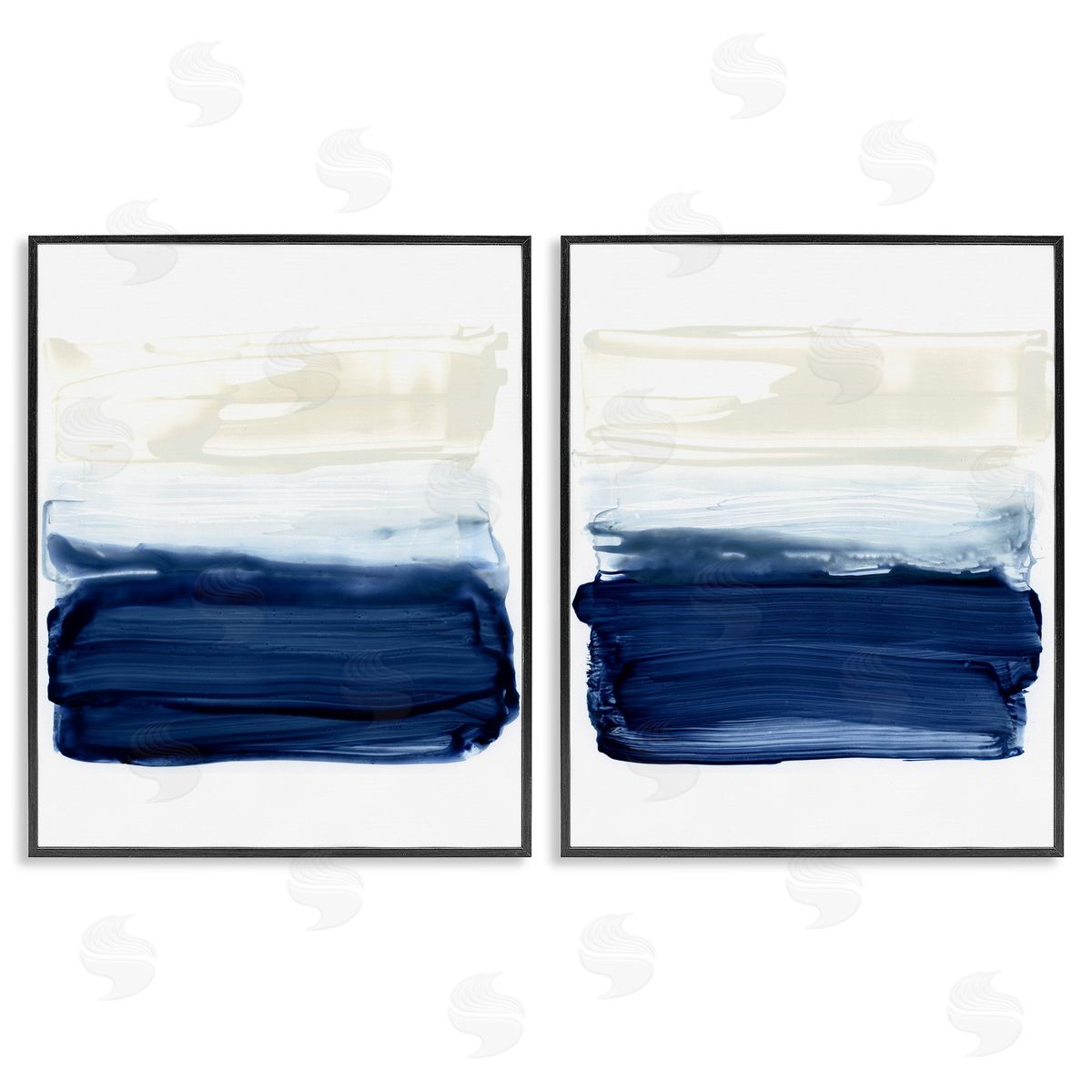 Coastal Brushstrokes Abstract Beach Black Frame Print Wall Art, Home Decor by Victoria Barnes
