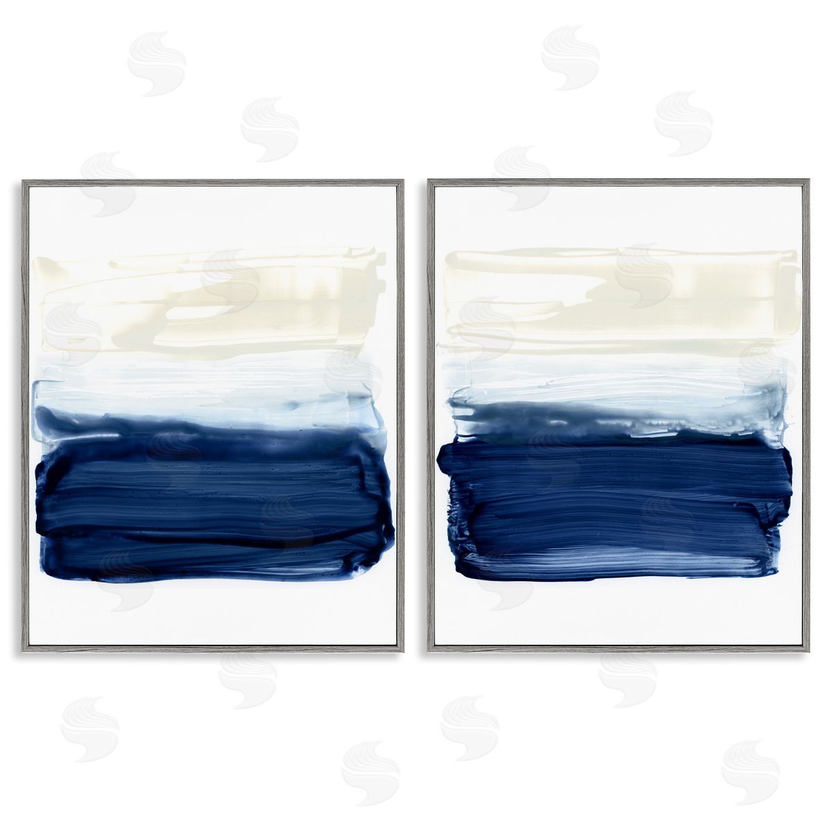 Coastal Brushstrokes Abstract Beach Grey Frame Print Wall Art, Home Decor by Victoria Barnes