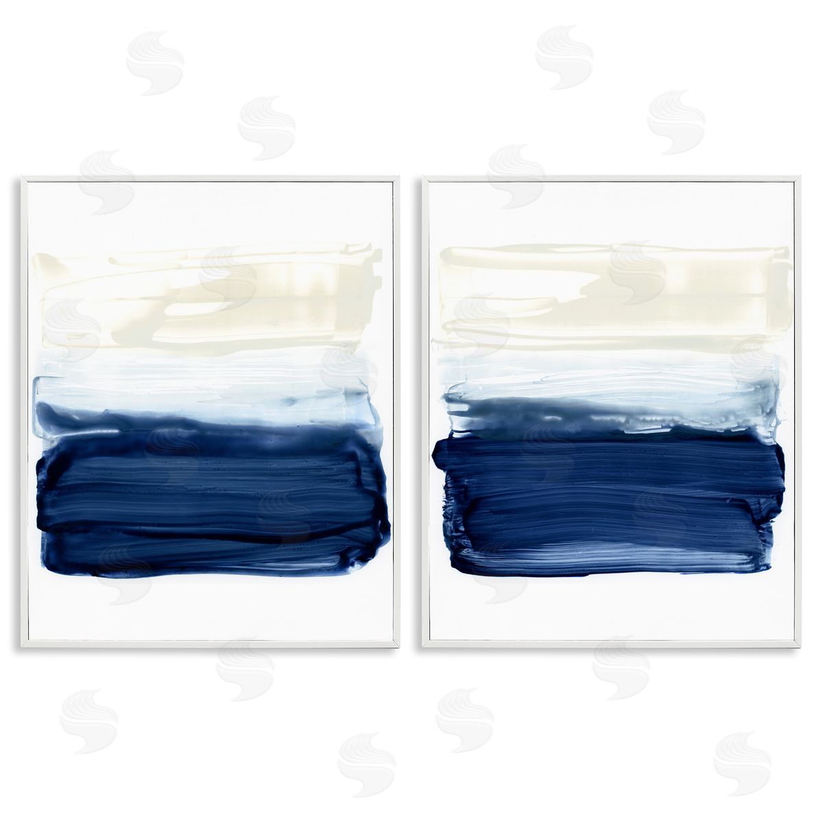 Coastal Brushstrokes Abstract Beach White Frame Print Wall Art, Home Decor by Victoria Barnes