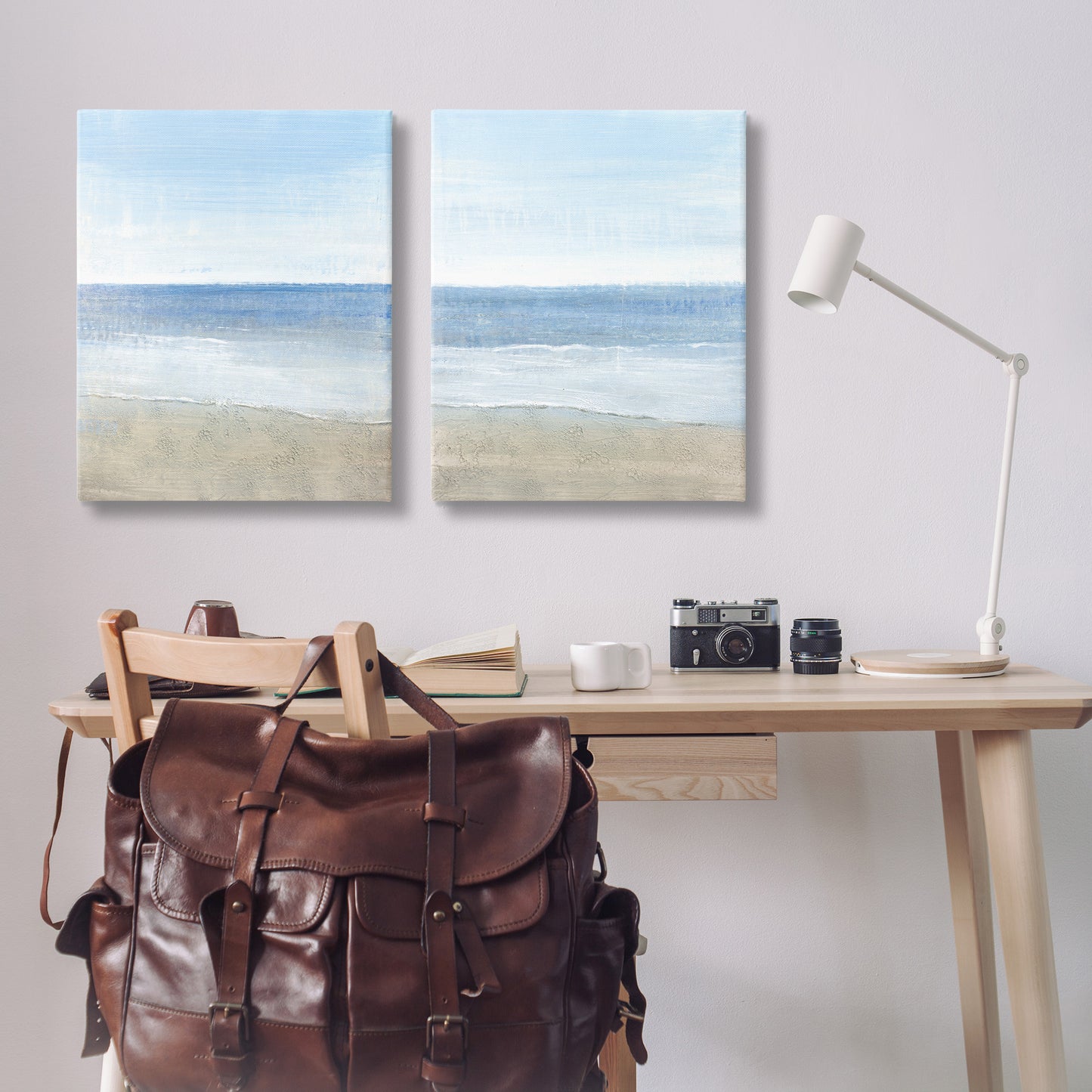 Coastal Seafoam Beach Waves Canvas Wall Art in Room, Home Decor by Tim O'Toole