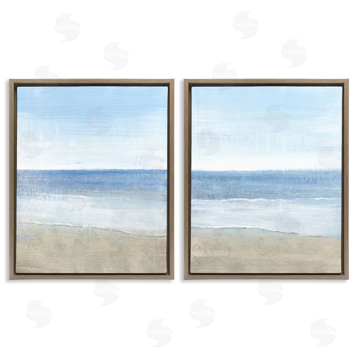 Coastal Seafoam Beach Waves Brown Floating Frame Canvas Wall Art, Home Decor by Tim O'Toole