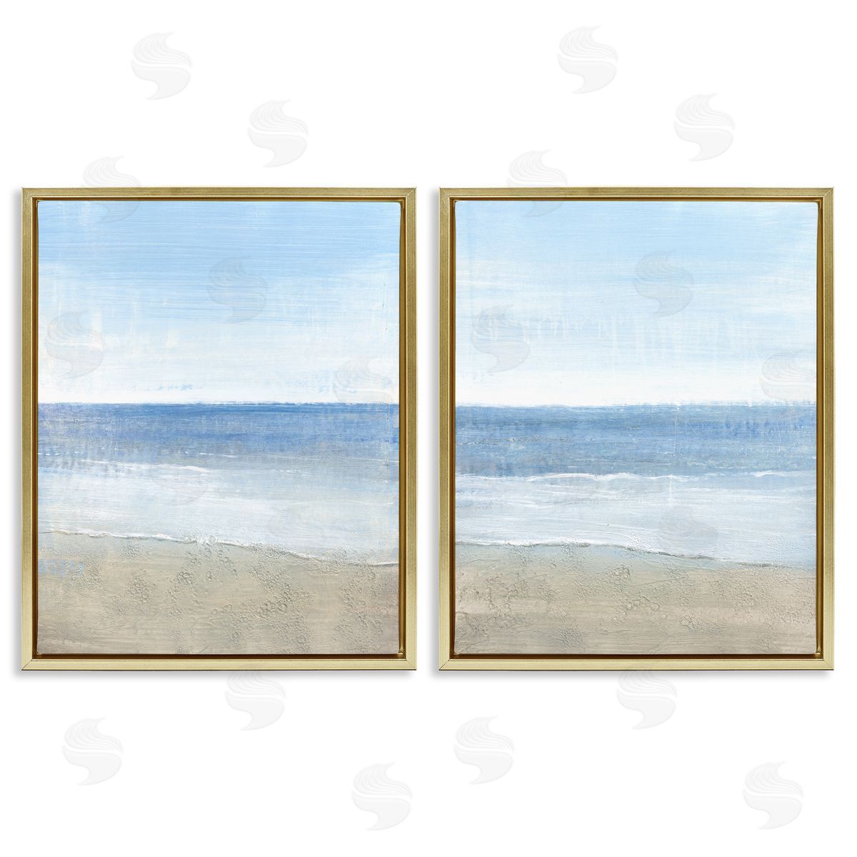 Coastal Seafoam Beach Waves Gold Floating Frame Canvas Wall Art, Home Decor by Tim O'Toole