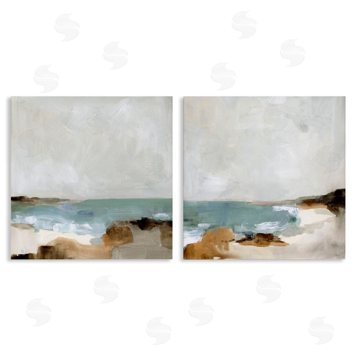 Abstract Beach Cove Landscape Cliffs Canvas Wall Art, Home Decor by Victoria Barnes