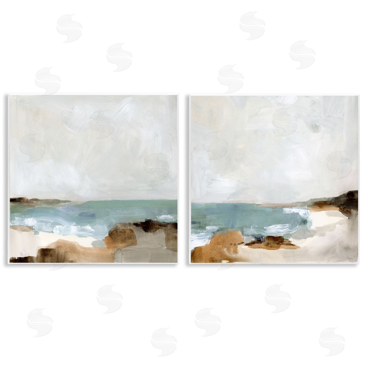 Abstract Beach Cove Landscape Cliffs Wood Plaque Wall Art, Home Decor by Victoria Barnes