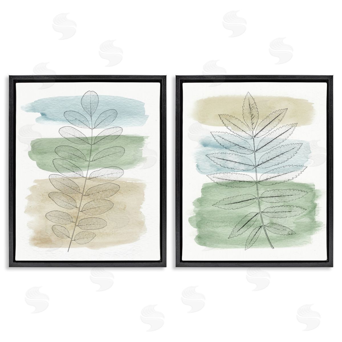 Neutral Spring Forest Branches Black Floating Frame Canvas Wall Art, Home Decor by Alonzo Saunders