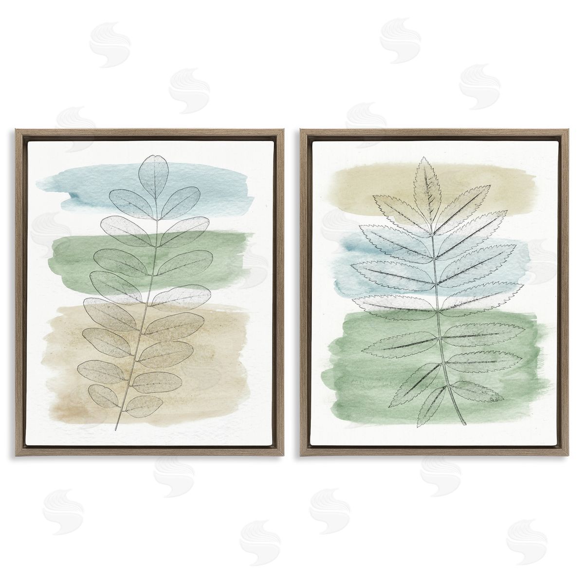 Neutral Spring Forest Branches Brown Floating Frame Canvas Wall Art, Home Decor by Alonzo Saunders