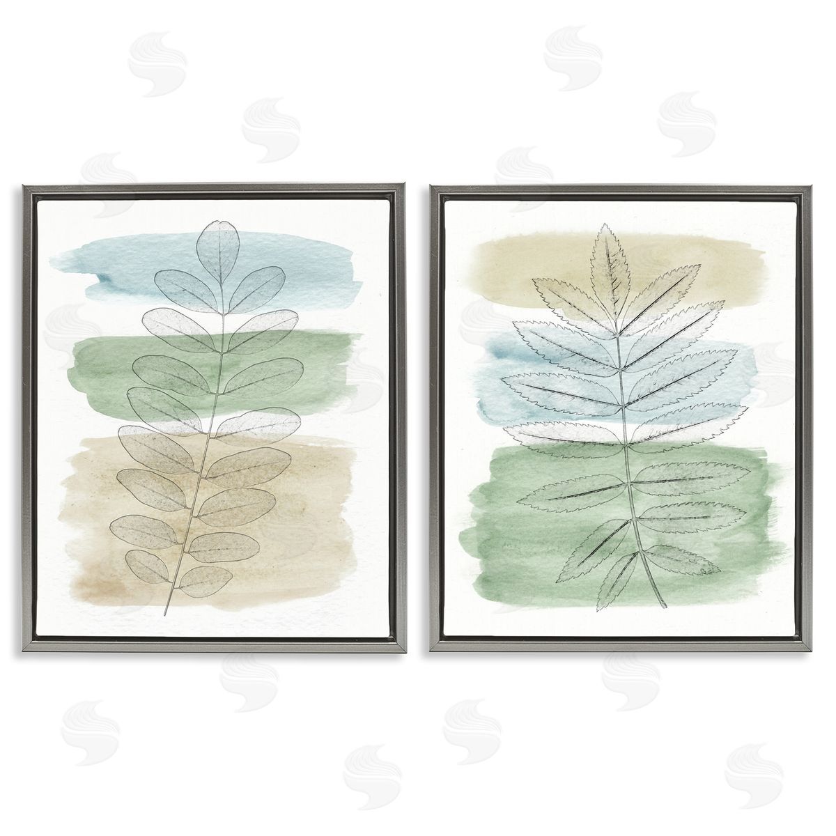 Neutral Spring Forest Branches Grey Floating Frame Canvas Wall Art, Home Decor by Alonzo Saunders