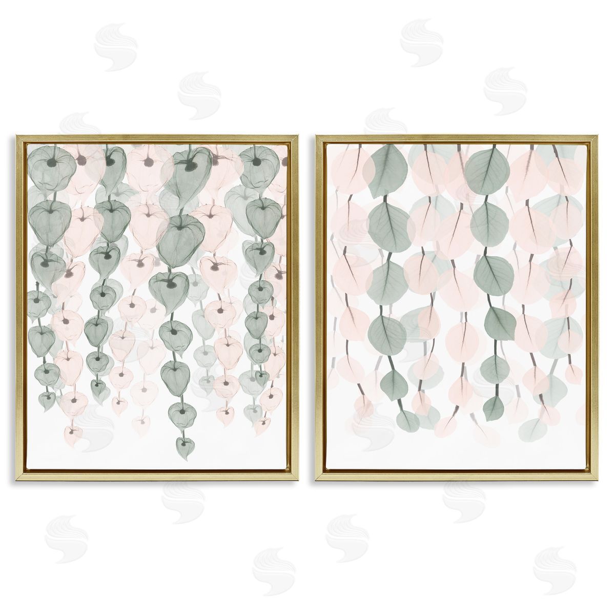 Translucent Hanging Vines Foliage Gold Floating Frame Canvas Wall Art, Home Decor by Albert Koetsier