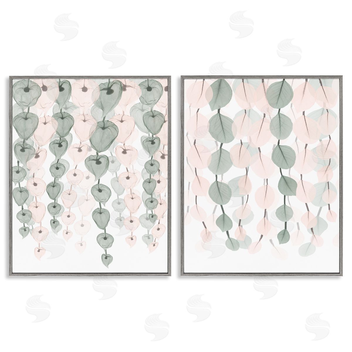 Translucent Hanging Vines Foliage Grey Frame Print Wall Art, Home Decor by Albert Koetsier